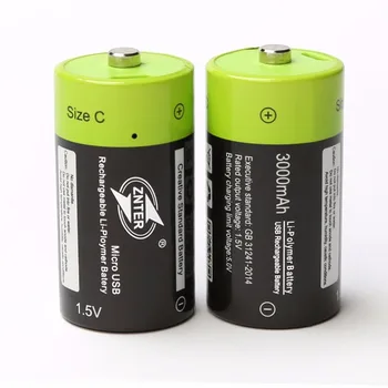 Jaunu karstā pārdošanas ZNTER 4gab/daudz 1.5 V 3000mAh akumulators C izmēra USB litija polimēru baterija