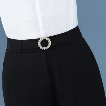 OUMENGKA Oficiālu Regulējams Sievietēm Biroja Lady Style Black Darba Bikses Valkāt Platas Kājas Urbšanas Cilpa Bikses Business Design 4XL
