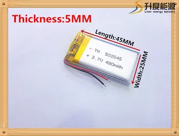 1GB 502545 3,7 V 480mah Litija polimēru Baterija Ar Aizsardzības pārvalde MP3 MP4 MP5 GPS Stikla Digital preces