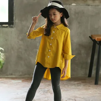 2020. gada Pavasara Blūzes Pusaudžu Meitene Krekls Ilgtermiņa Piedurknēm Baltā Dzeltenā Rudens Bērniem, Bērnu Krekli Meitenēm Blūze