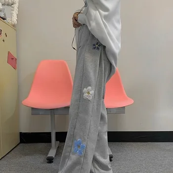 Plaša Kāju Bikses Sievietēm Visu maču Harajuku Drukāt Modes Augsto Vidukli, Zaudēt korejiešu Stilā Feminino Bikses Studentu Atpūtas Streetwear