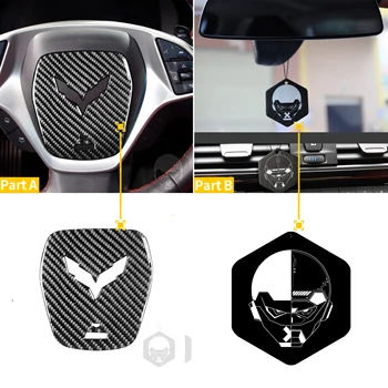 Oglekļa Šķiedras Stūre Logo, Vāka Uzlīmes, Interjera Par Chevrolet Corvette C7 2016 2017 2018 2019 Auto Piederumi