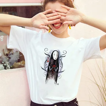 Lus Los Japāņu Anime, T Krekls, Sieviešu T Seja Man Iespiesti Sieviešu T-krekls ar Īsām Piedurknēm Baltā Tee Krekli Streetwear T-krekli