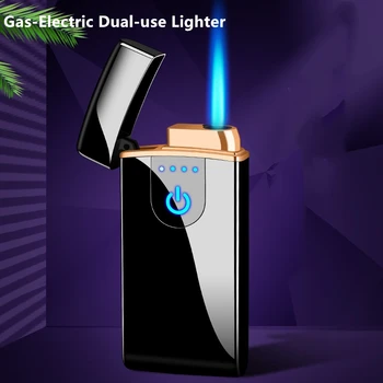 Pretvēja Lāpu Šķiltavas Jet USB Vieglāks Radošās Gāzes-Elektriskās Divējāda lietojuma Flameless Cigarešu Šķiltavu Gāzes Sensoru Elektrisko Aizdedzināšanas