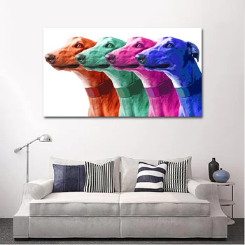 Mākslas Audekla Gleznu Plakātu Izdrukas Kurts Dzīvnieku Eļļas Glezna Mūsdienu Krāsains Galgo Sienas Art Attēlu