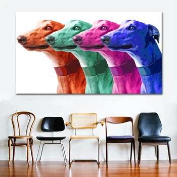 Mākslas Audekla Gleznu Plakātu Izdrukas Kurts Dzīvnieku Eļļas Glezna Mūsdienu Krāsains Galgo Sienas Art Attēlu