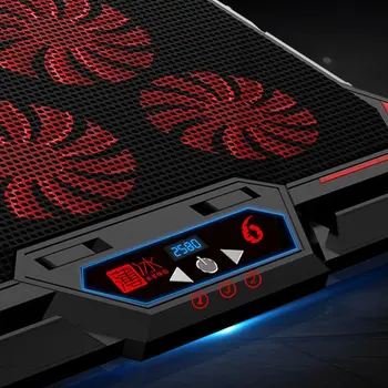 17 Collu Spēļu Klēpjdators Dzesētāja Augstums Regulējams 6 Fani LED Ekrāns Pārslēdzas Pielāgotu 2 USB Porti Piezīmju Datoru Dzesēšanas Spilventiņu