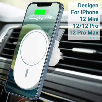 FDGAO Automātiskā 15W Magnētisko Auto Bezvadu Lādētāju Qi Ātrās Uzlādes Mount Gaisa Ventilācijas Tālrunis Stāvēt iPhone 12 Pro Max Mini Turētājs