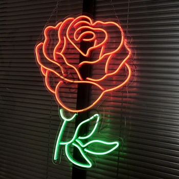 HDJSign Custom led neona zīme Rozes ziedu, lai istabas sienas akrila flex Itall dekori Radošo