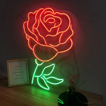HDJSign Custom led neona zīme Rozes ziedu, lai istabas sienas akrila flex Itall dekori Radošo
