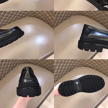 Franču 2021 jaunas vīriešu kurpes modes ādas ikdienas apavi augstas kvalitātes bieza soled izvirzīja dzīvoklis āra kurpes melnas ādas kurpes