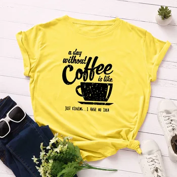 Kafijas Vēstuli Izdrukāt, T Krekls Sievietēm ar Īsām Piedurknēm Zaudēt Tshirt Vasaras Modes Tee Topi S-5XL Gadījuma Tshirt Sieviešu Apģērbs
