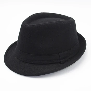 Britu Stila Īss Malām Džeza Cepures Cepures Modes Vilnas Filcs, Fedoras Trilby Cepuri cietā panama oficiālu klp vīriešiem sievietēm unisex