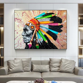 Krāsains Native Indijas Plakāti, Kanvas Glezna un Izdrukas Portrets Audekls Mākslas Skandināvijas Sienas Attēlu Dzīvojamā Istaba