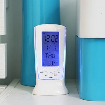 LED digitālais pulkstenis Digitālais Kalendārs Temperatūra Modinātājs ar Blue Back light Elektroniskās Kalendārs Termometrs Led Ar Laiku