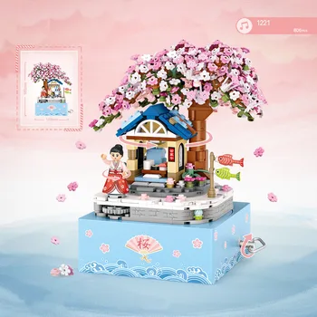 Japāna saskaņā sakura koks mini grupu music box ķieģeļi Totoro kimono skaitļi izglītības rotaļlietu kolekciju par dāvanu
