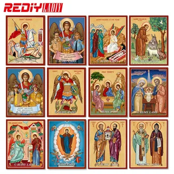 REDIY LADIY Dimanta Glezna Krustdūrienā Reliģijas Ikona Saint George Pilnu Kvadrātveida Mozaīkas Modelis Krāsošana Rhinestones Izšūšana