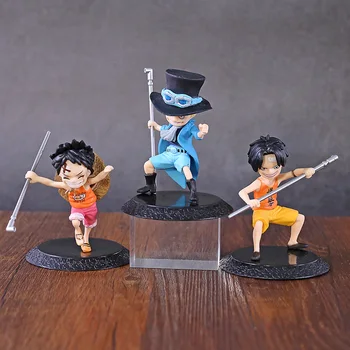 Viens Gabals Trīs Brālis Luffy / Ace / Sabo Bērnības Ver. PVC Attēls Modelis Rotaļlietas Figurals 3pcs/komplekts