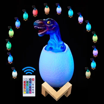 3D Dinozauru Lampa USB Uzlādējams LED Nakts Gaisma Bērniem 3/16 Krāsas Gultas Lampa Ar Tālvadības & Pat Kontroles Dinozauru Rotaļlietas