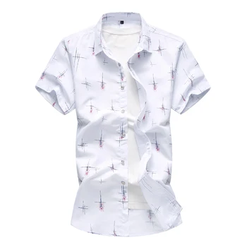 2020. gada Vasarā Jaunu Vīriešu Ikdienas Krekls Modes Drukāt Slim Īsām Piedurknēm Krekls Havaju Krekls Zīmolu Apģērbu Plus Lieluma 5XL 6XL 7XL