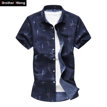 2020. gada Vasarā Jaunu Vīriešu Ikdienas Krekls Modes Drukāt Slim Īsām Piedurknēm Krekls Havaju Krekls Zīmolu Apģērbu Plus Lieluma 5XL 6XL 7XL