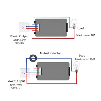 6in1 Digital AC 80~260V Power Energy Monitor Spriegums Strāvas KWh Watt Metru 100.A 10A
