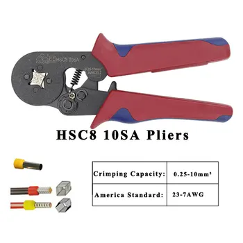HSC8 10SA gofrētu knaibles 0.25-10mm2 23-7AWG HSC8 6-6A 0.25-6mm2 ar kasti caurule tips adatu tipa termināla mini cemme rīki, stieples
