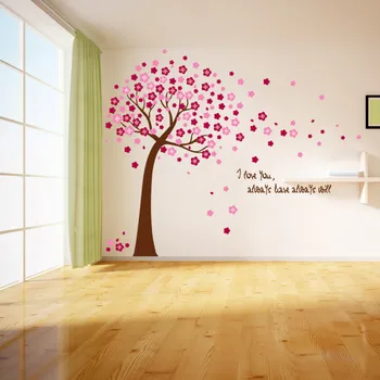 #40 Istabas Interjeru Rozā Sakura Ziedu Sienas Uzlīmes Cocina Mājas Dzīvojamā Telpu Dekorēšana, Tapetes Наклейки На Стену