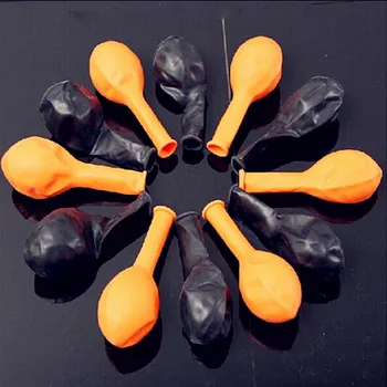 50pieces Halloween balonu combo 10 collas 2.3 gramu sliktāki gludu, biezu dekoratīvās baloni, oranžā un melnā baloons