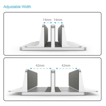 Dubultā Vertikāli Regulējams Klēpjdatoru Statīvu Alumīnija Notebook Portatīvie Mount Atbalsta Bāzes Turētājs MacBook Pro Gaisa Piederumu Solt