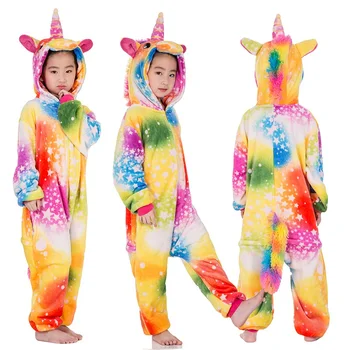 Komplekts Kigurumi Kapuci Bērniem, Zēniem, Meitenēm, Flaneļa Pidžamas Dzīvnieku Unicorn Jumpsuit Bērnu Pidžamas Ziemassvētku Sleepwear Unicornio Panda