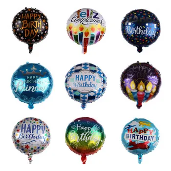 10pcs/daudz 18inch Apaļa alumīnija folijas gaisa balons, dzimšanas dienas svinības laimes dzimšanas dienā, baby dušas apdare balonu bērnu rotaļlietas
