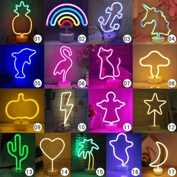 USB Neona Nakts Gaisma LED Radošo Mēness Kaktuss Formas Krāsains Galda Lampa Mājas Puse, Kāzu Lampas Apdare Flamingo Ziemassvētku Dāvanu