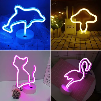 USB Neona Nakts Gaisma LED Radošo Mēness Kaktuss Formas Krāsains Galda Lampa Mājas Puse, Kāzu Lampas Apdare Flamingo Ziemassvētku Dāvanu