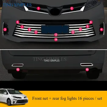 ABS CHROME Vidū-net apdares lentes priekšējā bufera dekoratīvā miglas lukturi modifikācijas speciālo piederumi Toyota Sienna 2018 2019 2020