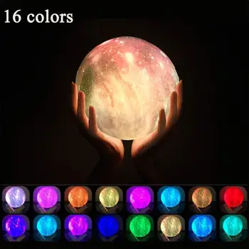 16 Krāsām 3D Mēness Lampas Krāsains Mainīt Touch Pat tālvadības 22 cm Mājās Dekorēšanas Radošās Dāvanu Usb papildināt Led Nakts Gaisma