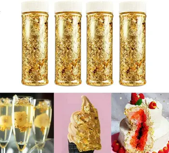 1GB Pārtikas Pakāpes Īstu Zelta Lapu Schabin Pārslas 2g 24K Zeltu Dekoratīvie Trauki Šefpavārs Mākslas Kūka Dekorēšanas Instrumentiem Šokolādes