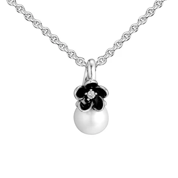 925 Sterling Sudraba Balta Saldūdens Kultivētās Pērles Ziedu Kulons Kaklarotas Sievietēm Oriģinālu Rotu Draudzenei Dāvanu