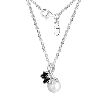 925 Sterling Sudraba Balta Saldūdens Kultivētās Pērles Ziedu Kulons Kaklarotas Sievietēm Oriģinālu Rotu Draudzenei Dāvanu