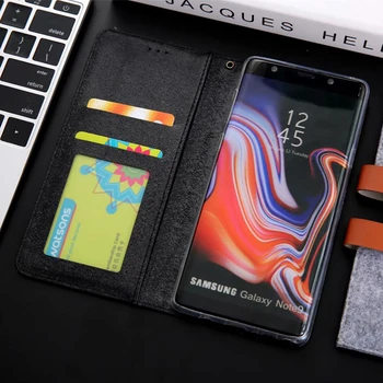 Zīda PU Leather Case for Samsung Galaxy Note 9, Ņemiet vērā, 8 Pilnas Aizsargātu Vāks Samsung s7 malas s8 S9 S10 Plus s10e Flip Maciņš