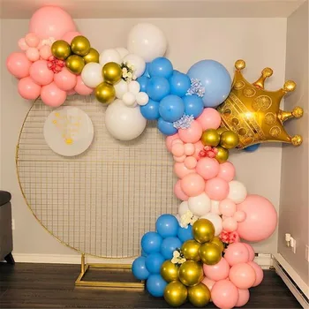 109pcs rozā vainags, balonu arkas vainags konfektes krāsa zila, zelta kāzas, dzimšanas dienas svinības baby dušas fona apdare, mazulis, rotaļu