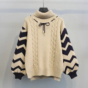 Augstu uzrullētu apkakli Puloveri, Džemperi, Sievietēm 2020 Rudens Ziemas Trikotāžas džemperis Mētelis Meitene Studentiem salds džemperi topi trikotāžas