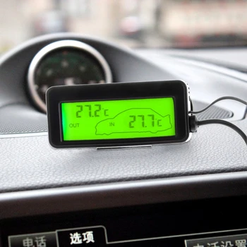 Mini Digitālo Auto LCD Displejs Iekštelpu Āra Termometrs 12V Transportlīdzekļiem, 1.5 m Kabeli Sensors