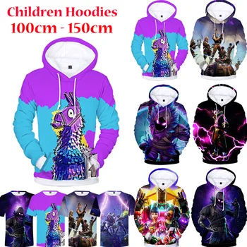 100-160cm Bērniem pelēkā vārna Battle Royale Hoodies Spēle 3D Hoodies Streetwear Hip Hop Silts Hoody sporta Krekls Harajuku Uzvaru