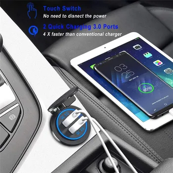 TKEY QC 3.0 Touch Switch Auto Dual USB Lādētāja Ligzda Ūdensizturīgs Universālā Mobilo Tālruni, Kravas automašīnu Uzlādes Tablete Maksa Par iphone