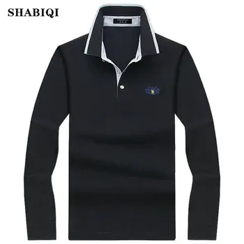 SHABIQI 2019 Vīriešu Polo Krekls Mens garām Piedurknēm Cietie Polo Krekli, Camisa Gadījuma kokvilnas Polos Masculina Plus izmērs S-10XL