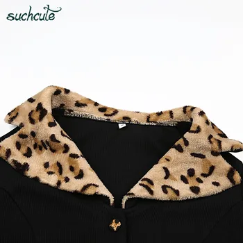 SUCHCUTE Leopard t Krekls Sievietēm Black Modis Harajuku Tēmas Gothic Tee Gadījuma korejiešu Stilā, Streetwear Sieviešu Topi Festivāls