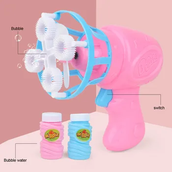 Smieklīgi Automātiskā Burbuļu Pūtējs Ventilatora Elektrisko Burbuļu Mašīna Āra Bērniem Rotaļlietas Spēle Gun ar Mini Ventilators Bērnu Āra Rotaļlietas Kāzu