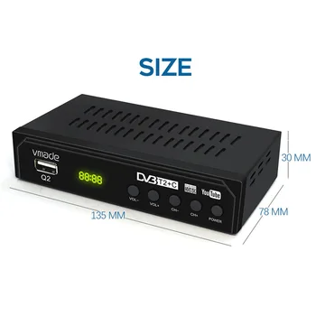 Vmade virszemes ciparu TV uztvērējs pilnībā atbalsta 1080P DVB-T2 TV uztvērēju, atbalsta Youtube .m3u formātu, USB WIFI DVB-C TV kastē