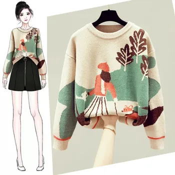 2020 jaunu sieviešu džemperi rudens drēbes zaudēt ārējā valkā adīt zemāko rudens un ziemas topi o kakla